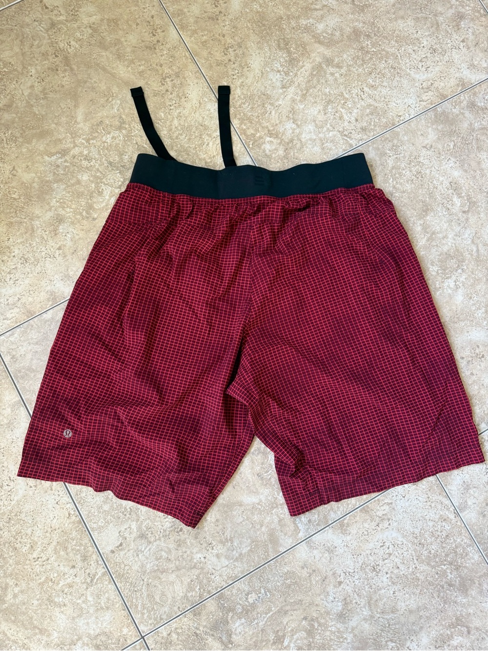 lululemon athletica Men's Burgundy Check Athletic Shorts